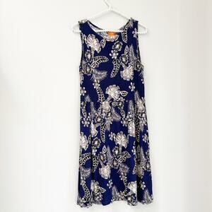 Joe Fresh Floral Dress Size 8 Navy Blue Sleeveless A-Line